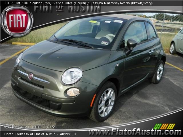 2012 Fiat 500 c cabrio Pop in Verde Oliva (Green)