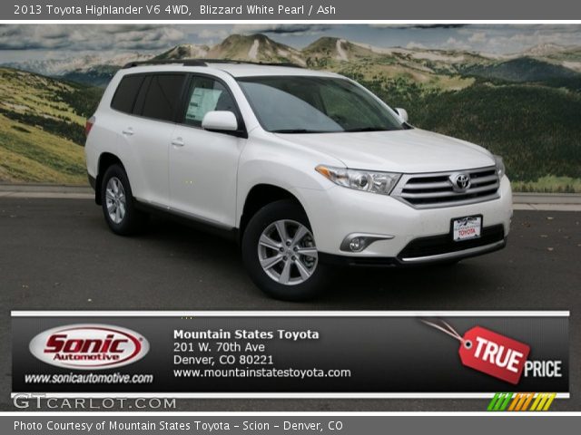 2013 Toyota Highlander V6 4WD in Blizzard White Pearl