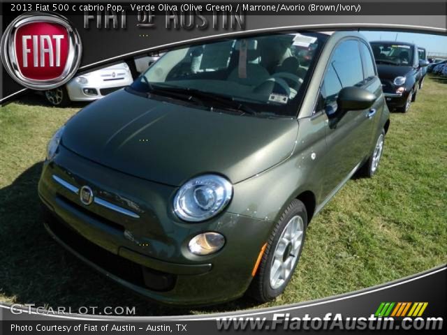 2013 Fiat 500 c cabrio Pop in Verde Oliva (Olive Green)