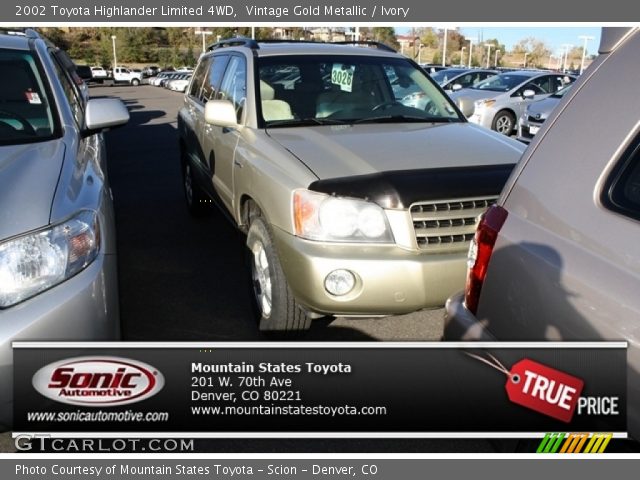 2002 Toyota Highlander Limited 4WD in Vintage Gold Metallic
