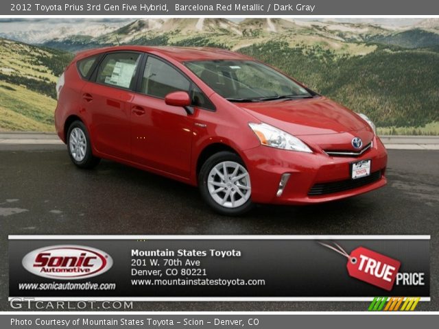 2012 Toyota Prius 3rd Gen Five Hybrid in Barcelona Red Metallic