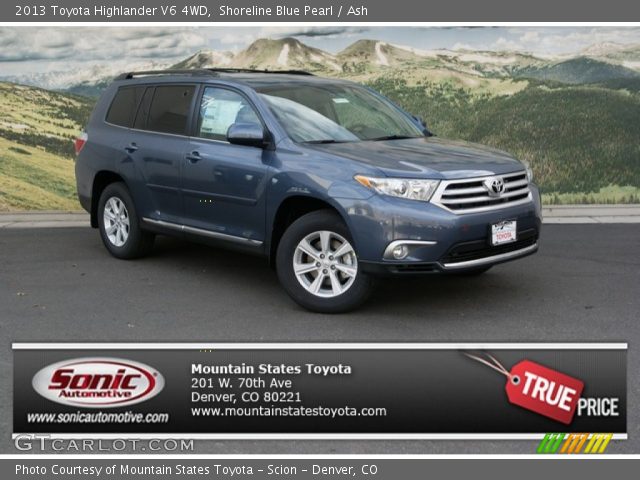 2013 Toyota Highlander V6 4WD in Shoreline Blue Pearl