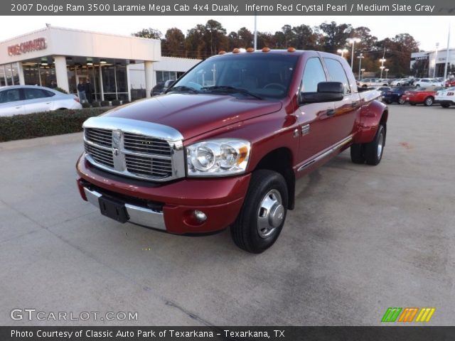 2007 Dodge Ram 3500 Laramie Mega Cab 4x4 Dually in Inferno Red Crystal Pearl