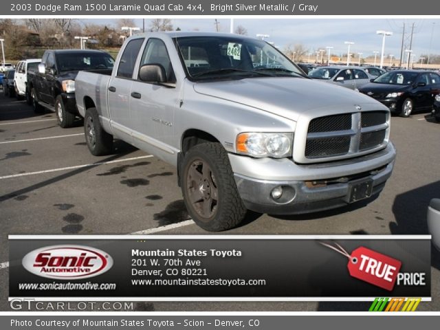 2003 Dodge Ram 1500 Laramie Quad Cab 4x4 in Bright Silver Metallic