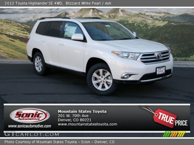 2013 Toyota Highlander SE 4WD in Blizzard White Pearl