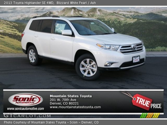 2013 Toyota Highlander SE 4WD in Blizzard White Pearl