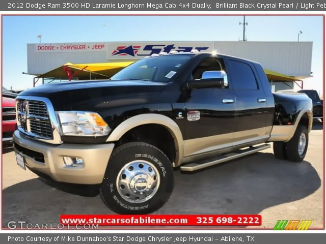 2012 Dodge Ram 3500 HD Laramie Longhorn Mega Cab 4x4 Dually in Brilliant Black Crystal Pearl