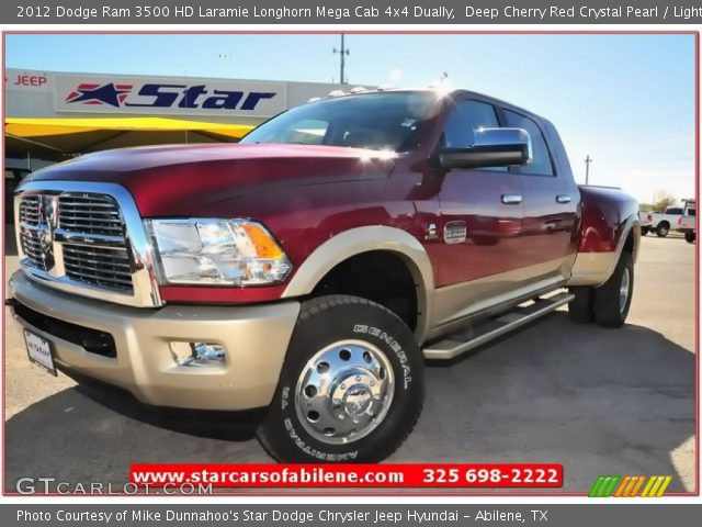 2012 Dodge Ram 3500 HD Laramie Longhorn Mega Cab 4x4 Dually in Deep Cherry Red Crystal Pearl