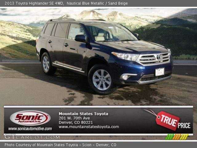 2013 Toyota Highlander SE 4WD in Nautical Blue Metallic