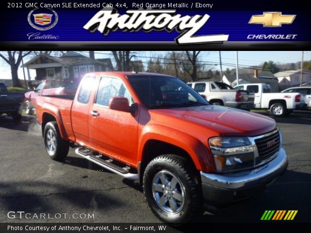 2012 GMC Canyon SLE Extended Cab 4x4 in Red Orange Metallic