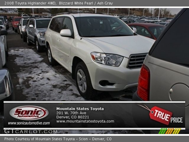 2008 Toyota Highlander 4WD in Blizzard White Pearl