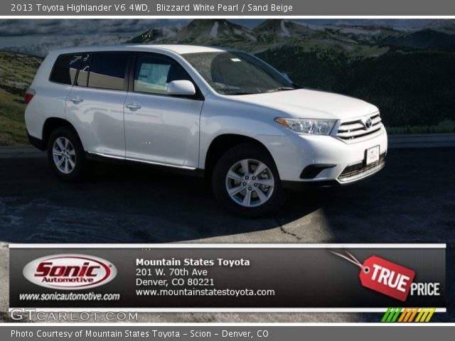 2013 Toyota Highlander V6 4WD in Blizzard White Pearl