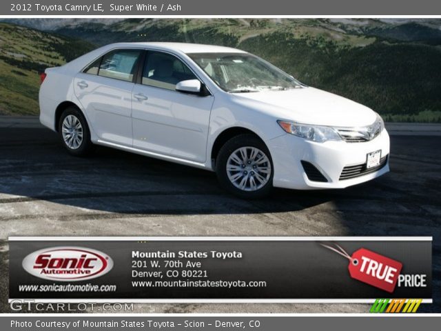 2012 Toyota Camry LE in Super White