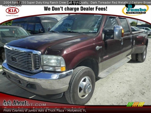 2004 Ford F350 Super Duty King Ranch Crew Cab 4x4 Dually in Dark Toreador Red Metallic