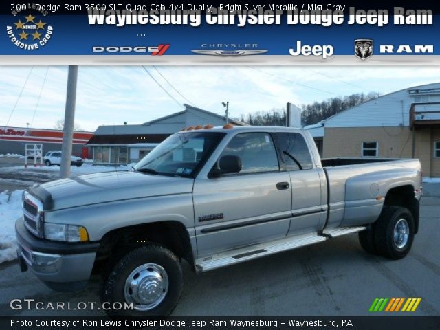 2001 Dodge Ram 3500 SLT Quad Cab 4x4 Dually in Bright Silver Metallic