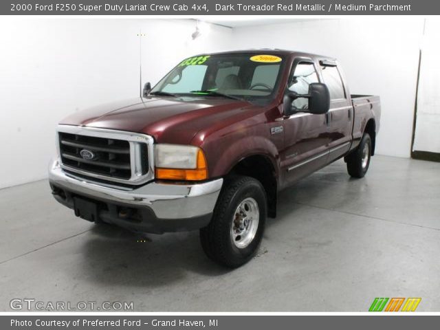 2000 Ford F250 Super Duty Lariat Crew Cab 4x4 in Dark Toreador Red Metallic