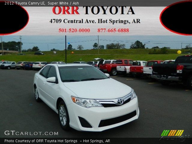 2012 Toyota Camry LE in Super White