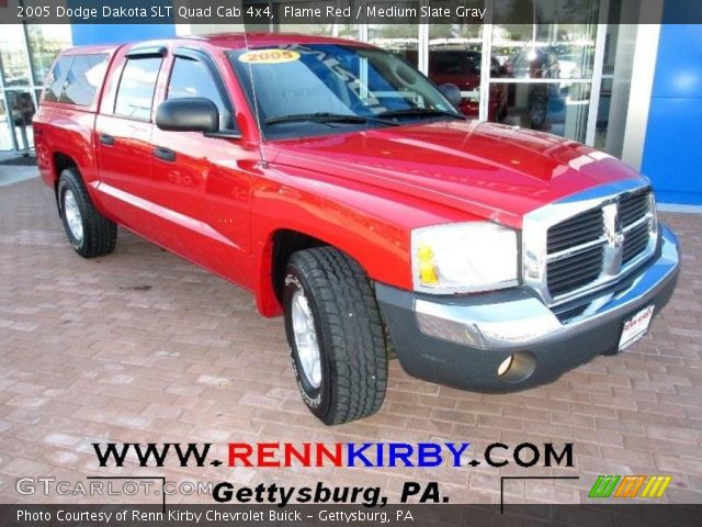 Flame Red 2005 Dodge Dakota Slt Quad Cab 4x4 Medium Slate Gray