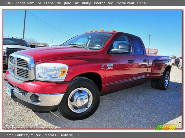 2007 Dodge Ram 3500 Lone Star Quad Cab Dually in Inferno Red Crystal Pearl