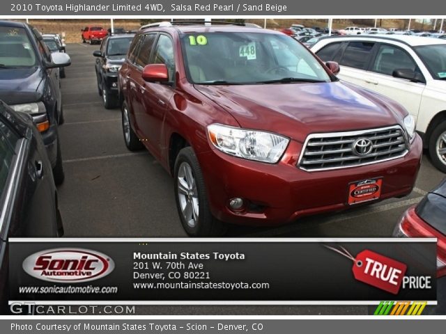 2010 Toyota Highlander Limited 4WD in Salsa Red Pearl