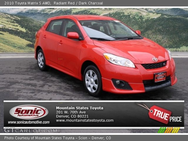 2010 Toyota Matrix S AWD in Radiant Red