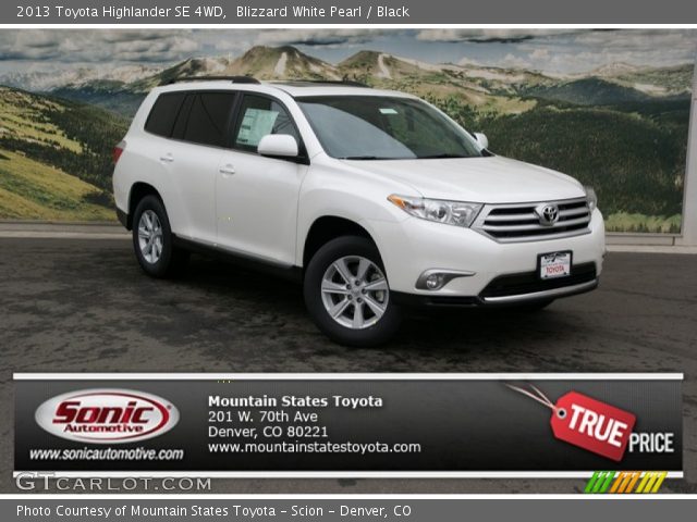 2013 Toyota Highlander SE 4WD in Blizzard White Pearl