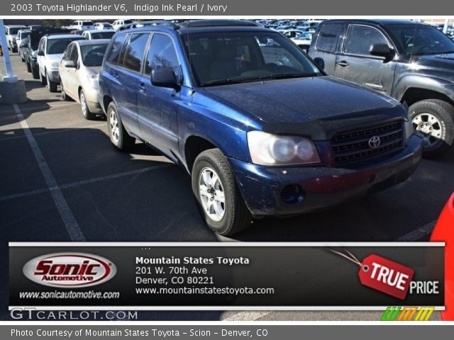 2003 Toyota Highlander V6 in Indigo Ink Pearl