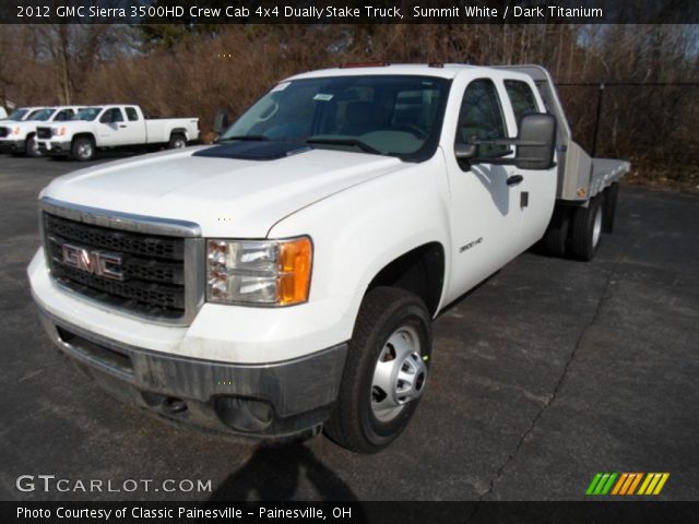 2012 GMC Sierra 3500HD Crew Cab 4x4 Dually Stake Truck in Summit White