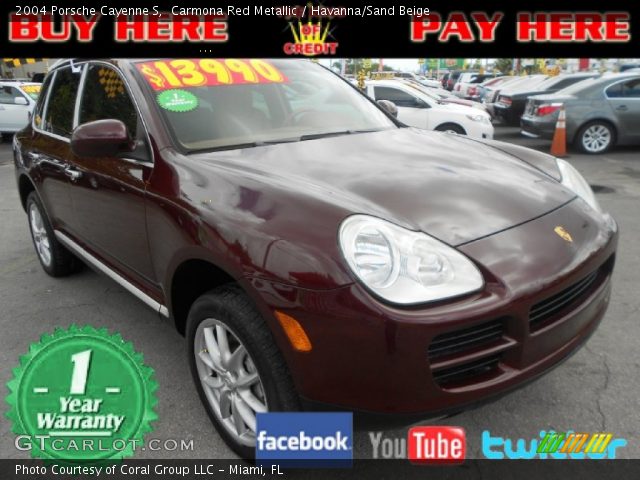 2004 Porsche Cayenne S in Carmona Red Metallic