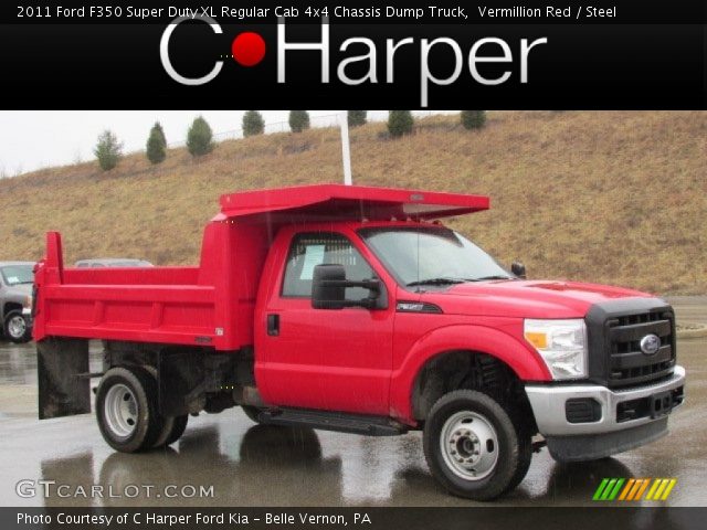 2011 Ford F350 Super Duty XL Regular Cab 4x4 Chassis Dump Truck in Vermillion Red