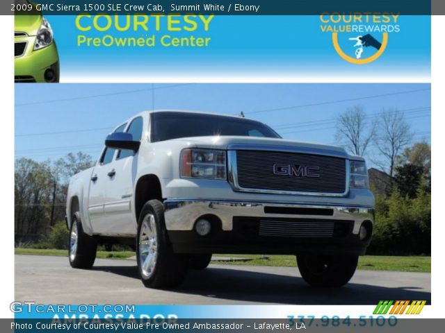 Summit White 2009 Gmc Sierra 1500 Sle Crew Cab Ebony Interior