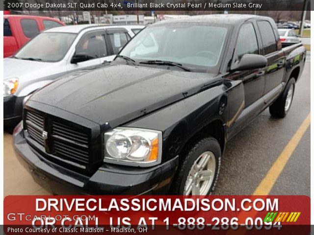 2007 Dodge Dakota SLT Quad Cab 4x4 in Brilliant Black Crystal Pearl