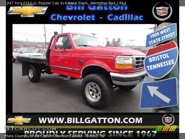 1997 Ford F350 XL Regular Cab 4x4 Stake Truck in Vermillion Red