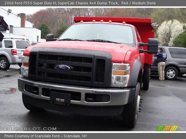 2009 Ford F550 Super Duty XL SuperCab Chassis 4x4 Dump Truck in Red