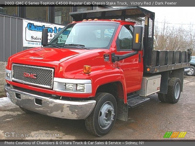2003 GMC C Series TopKick C4500 Regular Cab Chassis Stake Truck in Victory Red