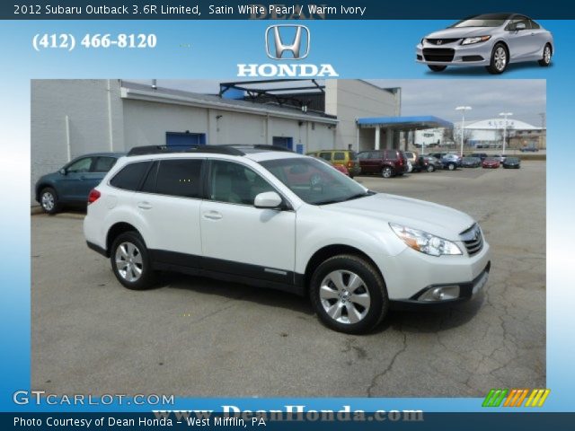 2012 Subaru Outback 3.6R Limited in Satin White Pearl