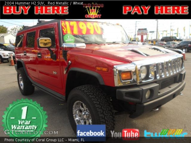 2004 Hummer H2 SUV in Red Metallic