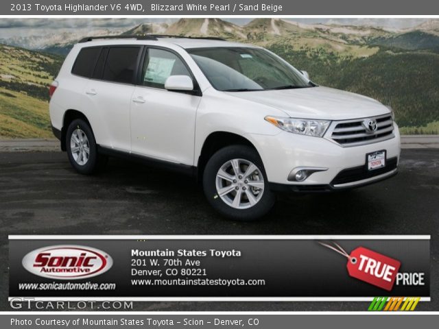 2013 Toyota Highlander V6 4WD in Blizzard White Pearl