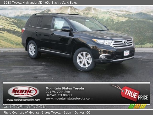 2013 Toyota Highlander SE 4WD in Black
