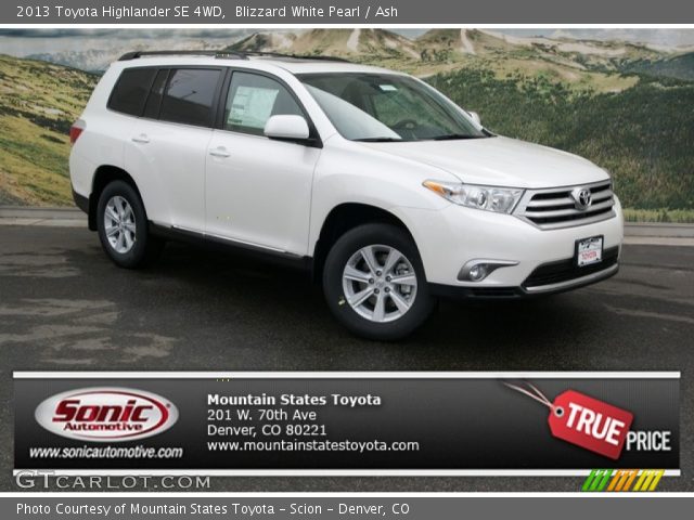 2013 Toyota Highlander SE 4WD in Blizzard White Pearl