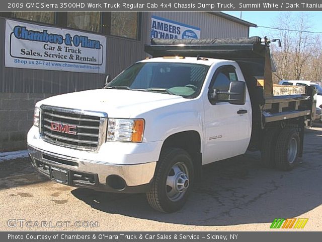 2009 GMC Sierra 3500HD Work Truck Regular Cab 4x4 Chassis Dump Truck in Summit White