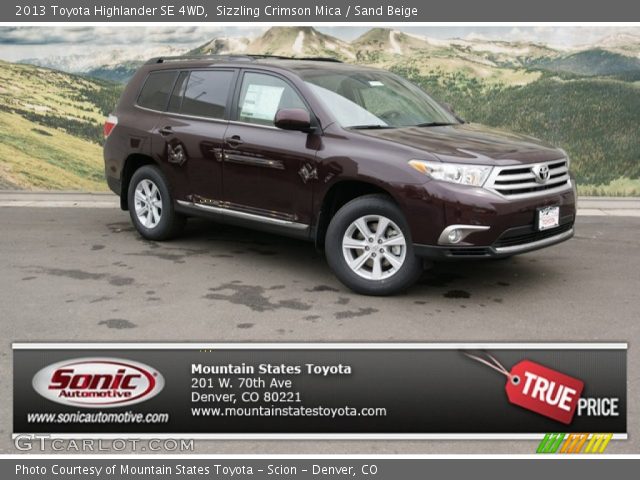 2013 Toyota Highlander SE 4WD in Sizzling Crimson Mica