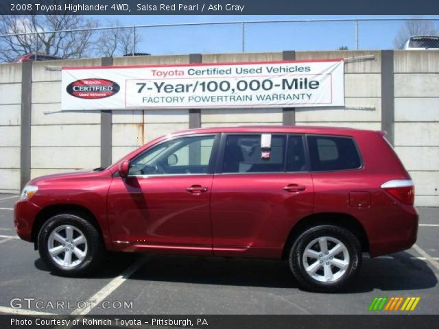2008 Toyota Highlander 4WD in Salsa Red Pearl
