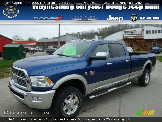 2011 Dodge Ram 3500 HD Laramie Crew Cab 4x4 in Deep Water Blue Pearl