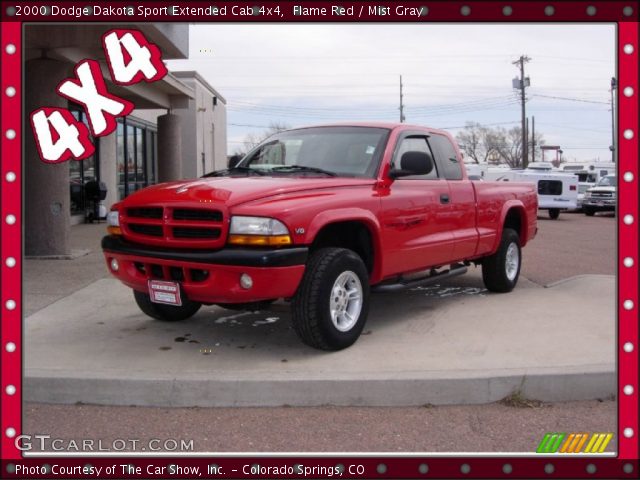 2000 Dodge Dakota Sport Extended Cab 4x4 in Flame Red