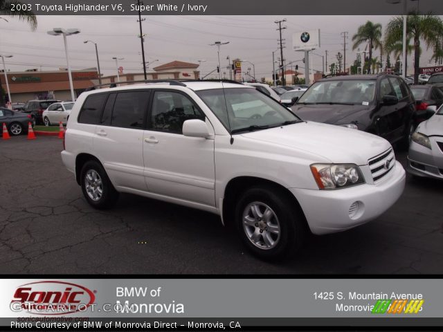 2003 Toyota Highlander V6 in Super White