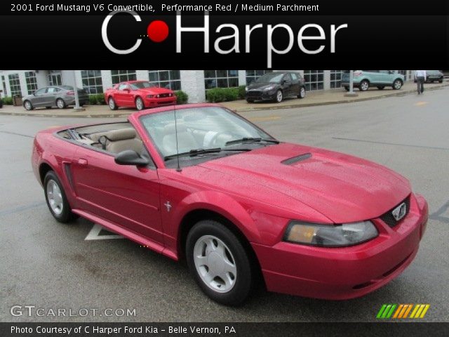 2001 Ford Mustang V6 Convertible in Performance Red