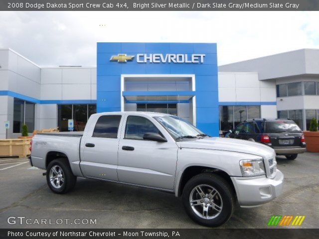 2008 Dodge Dakota Sport Crew Cab 4x4 in Bright Silver Metallic