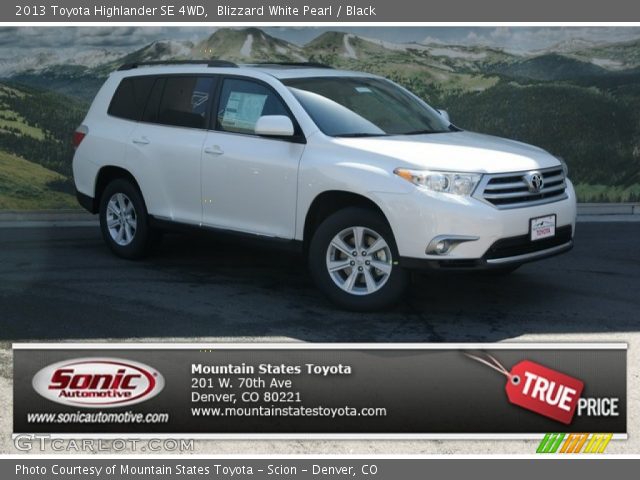 2013 Toyota Highlander SE 4WD in Blizzard White Pearl