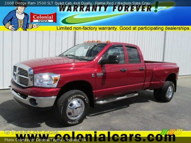 2008 Dodge Ram 3500 SLT Quad Cab 4x4 Dually in Flame Red